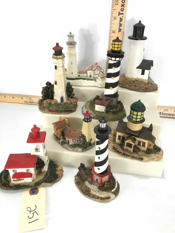 lot 251 image: (8) Lighthouse Figurines (plastic)