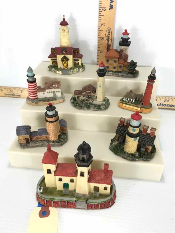 lot 253 image: (8) Lighthouse Figurines (plastic)