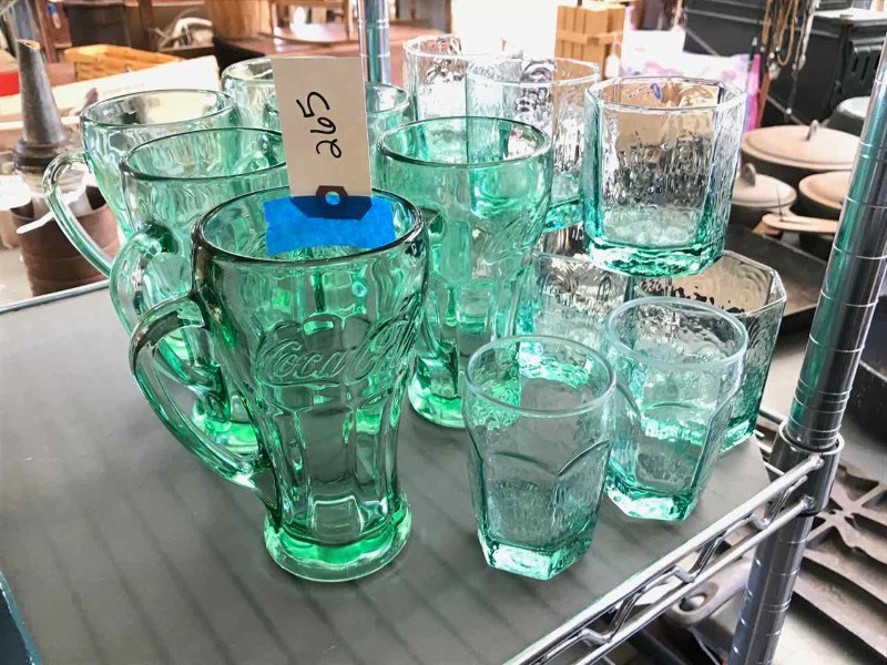 lot 265 image: Coca Cola Glasses, Greenish Cocktail Glasses
