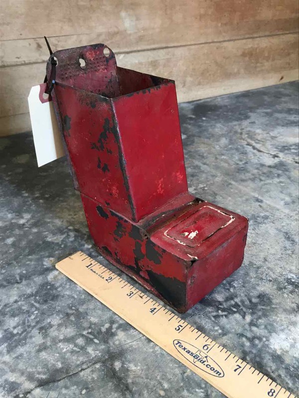 lot 329 image: Antique Red Tin Match Holder