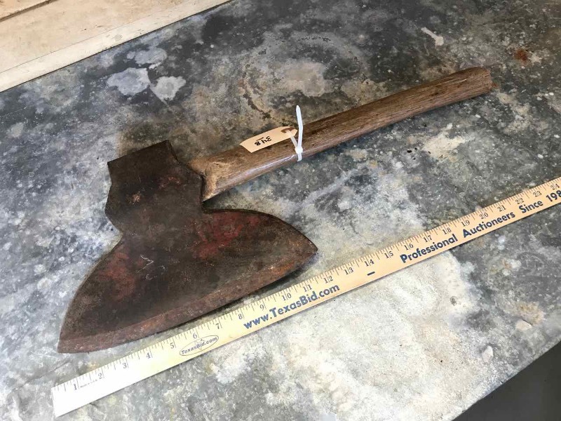 lot 348 image: Broad Head Axe (looks to be hand forged)