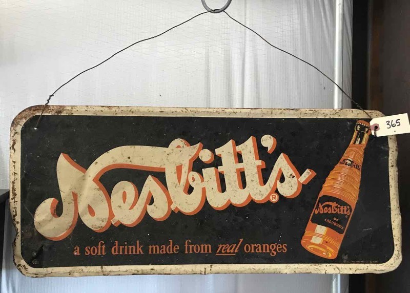 lot 365 image: Antique Tin Sign Nesbitts Orange Soft Drink
