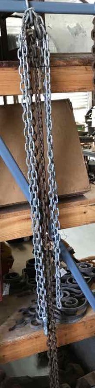 lot 375 image: (2) Sections of Chain and (1) 15 Ft. Long 14 Inch Chain with Hook