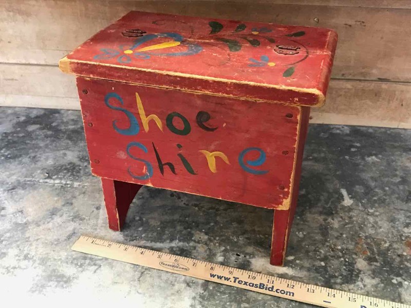 lot 390 image: Shoe Shine Box, Red & Painted