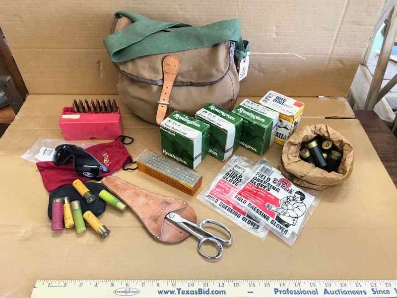 lot 433 image: Asst. Ammo, Walther Marshall Shooting Glasses, Shot ShellBird Pouch, Shears