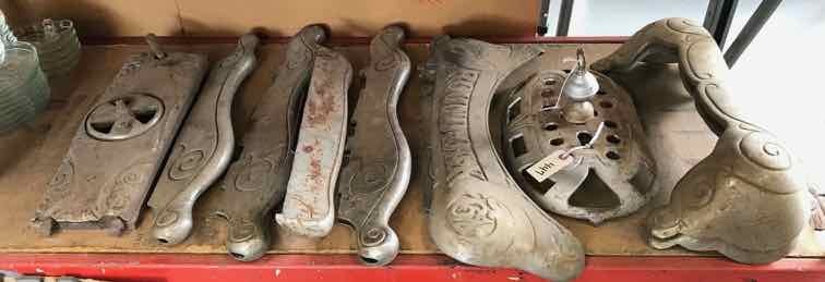 lot 447 image: Nickle Plated Stove Parts (Brand Round Oak)