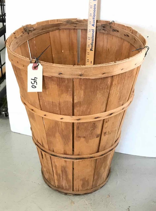 lot 450 image: Tall Wood Apple Basket