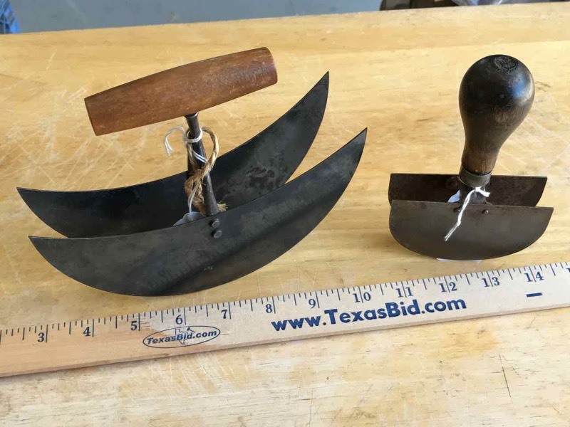 lot 473 image: (2) Vintage Dual Blade Food Choppers