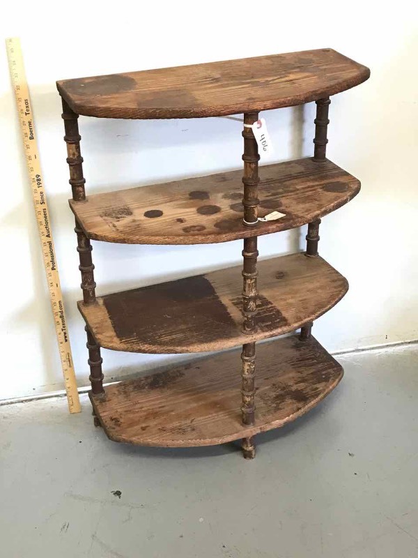 lot 406 image: Antique Spool & Pine Shelf from FredericksburgDoss, Texas