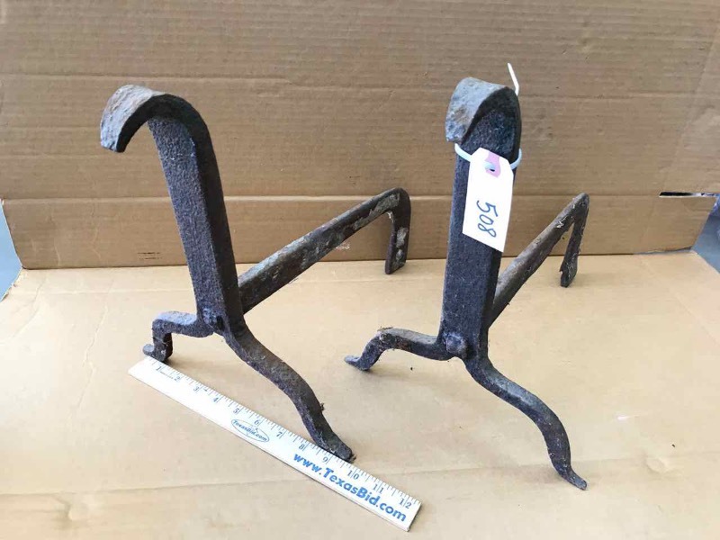 lot 508 image: Antique Andirons, Hand Forged
