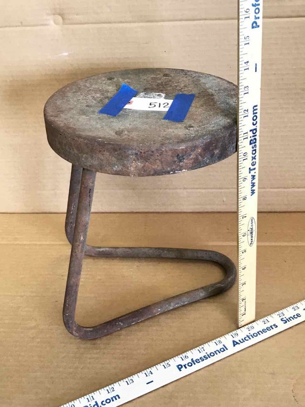 lot 512 image: Primitive Antique Metal Milking Stool