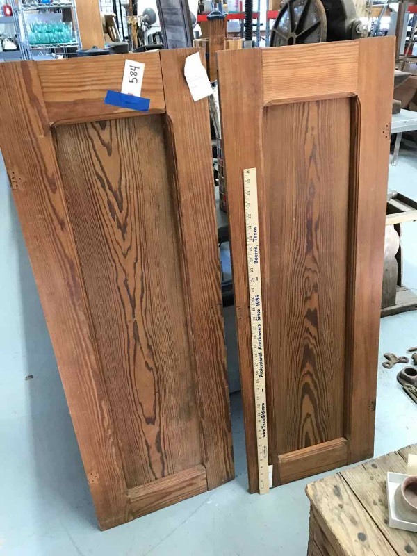 lot 584 image: (2) Antique Long Leaf Pine Doors