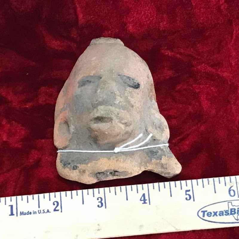 lot 595 image: Antique Clay Face Figure