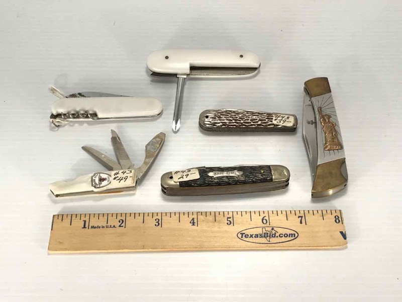 lot 622 image: (6) Asst. Pocket Knives
