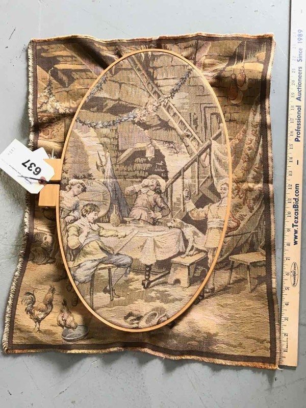 lot 637 image: Tapestry in Oval Hoop (Tavern Scene)