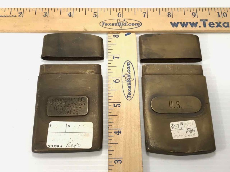lot 638 image: Reproduction (2) Brass Pony Express & US Map Cases