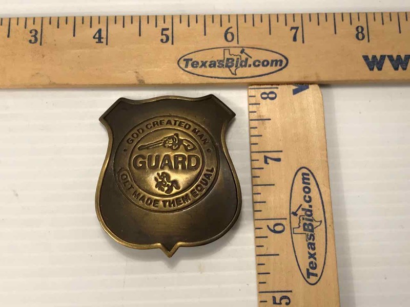 lot 639 image: Reproduction Badge, God Created Man Colt Made Them Equal
