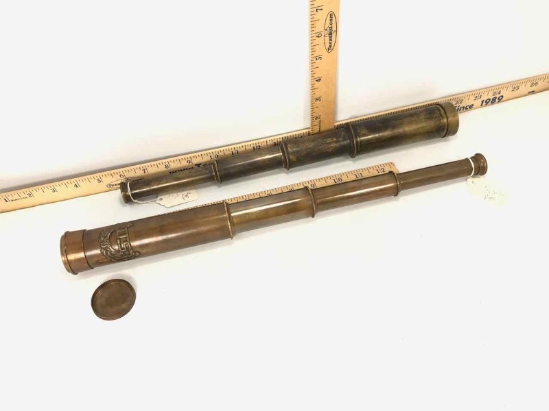 lot 642 image: Reproduction (2) Brass Telescopes