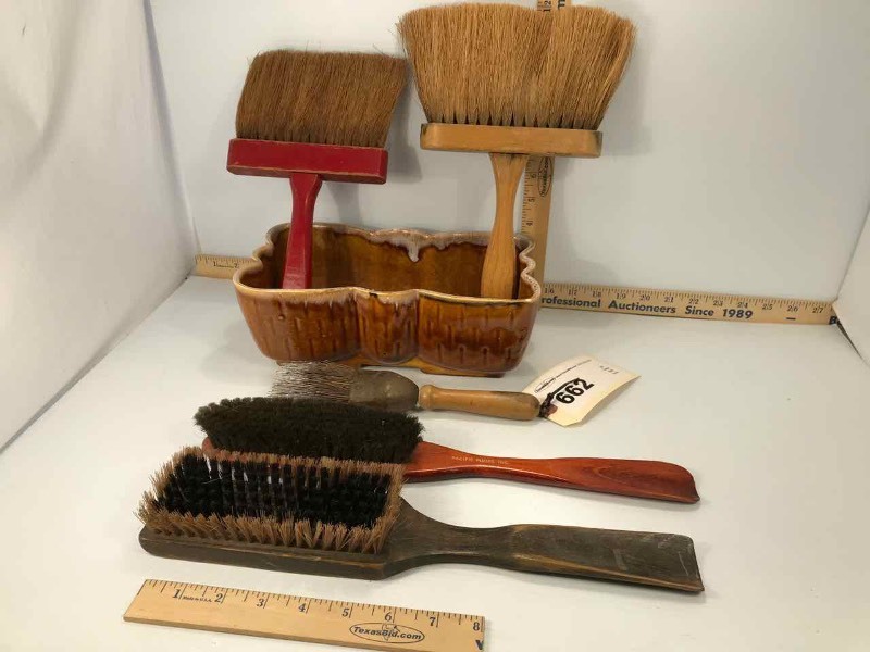 lot 662 image: Asst. Hand Brushes, Art Pottery Bowl