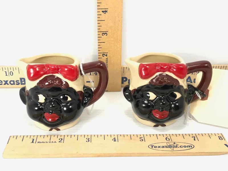 lot 670 image: (2) Art Pottery Chef Creamers