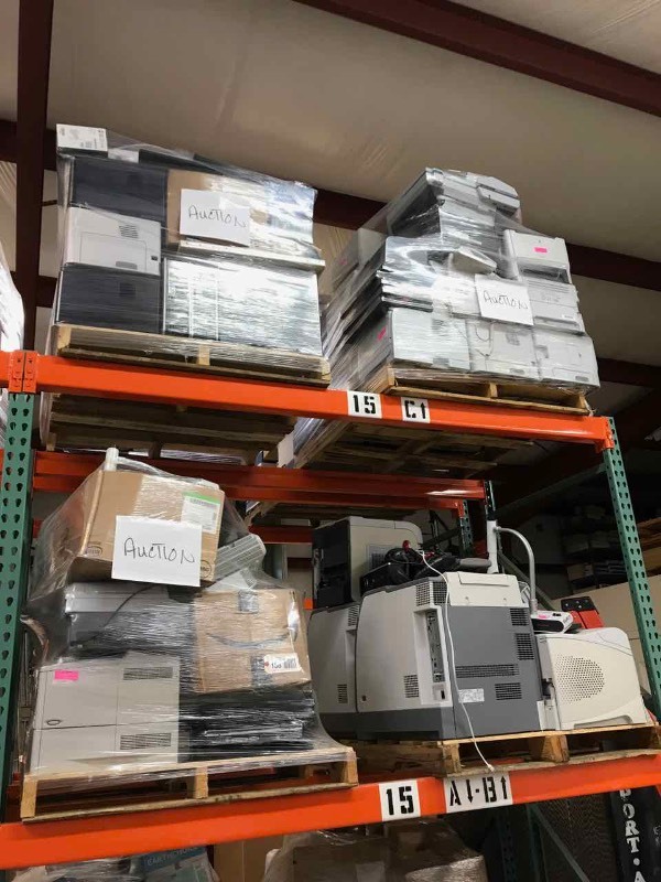 lot 138 image: (5) Pallets of miscellaneous technology items