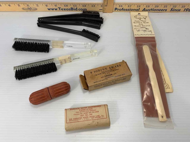 lot 83 image: Boar Bristle Toothbrush For Foul Mouthed Sportsman, Dixcel Lucite Brushes, Snake Kit, Etc.