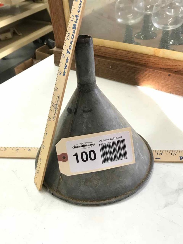 lot 100 image: Antique Galvanized Funnel