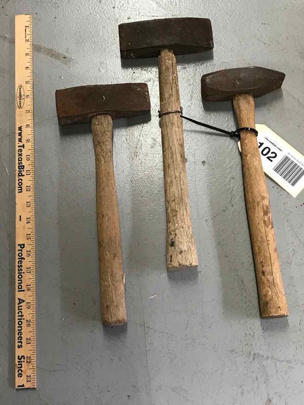 lot 102 image: (3) Antique HammersSmall Sledge
