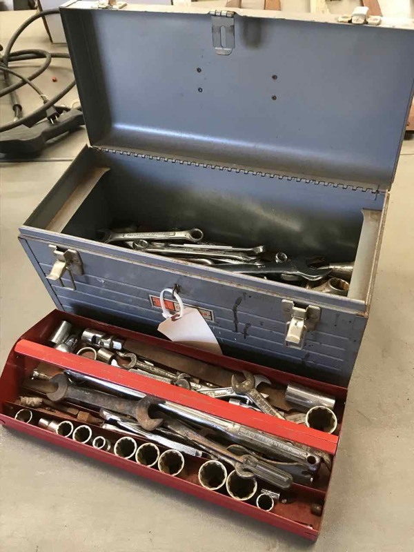 lot 201 image: Craftsman Tool Box, Asst. Tools, Sockets, Wrenches, Etc.
