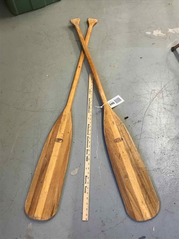 lot 240 image: (2) Feather Brand, Wood Oars