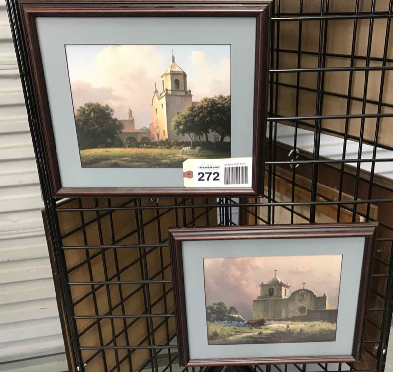 lot 272 image: (2) Framed Dalhart Windberg Prints Mission Espiritu Santo 1986 & Presidio La Bahia 1986