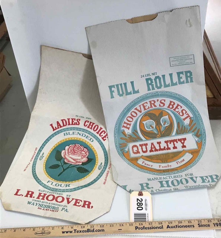 lot 280 image: (2) Hoovers Best Paper Flour Bags