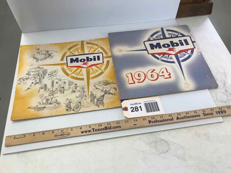 lot 281 image: (2) Mobil Gasoline Calendars 1959 Magnolia Petroleum Co. & 1964 Mobil Oil Company
