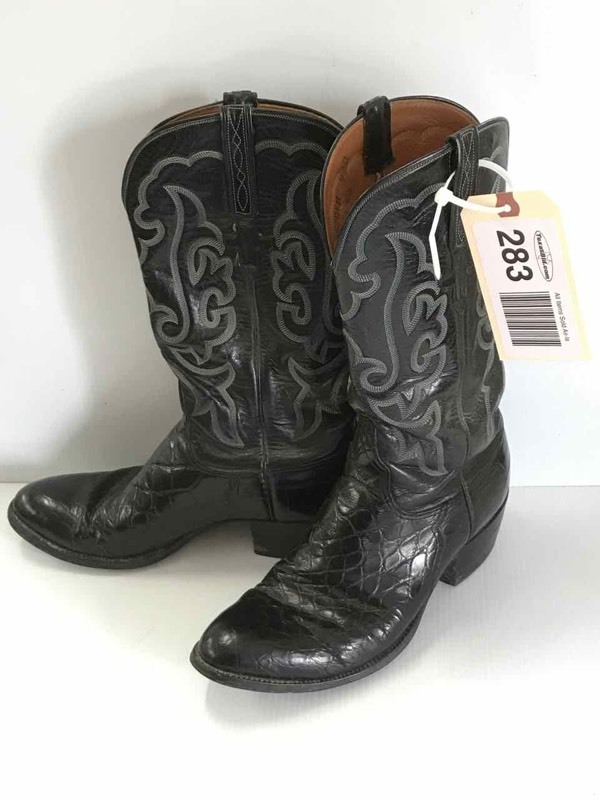 lot 283 image: Boots Lucchese Black Gator 9-12D