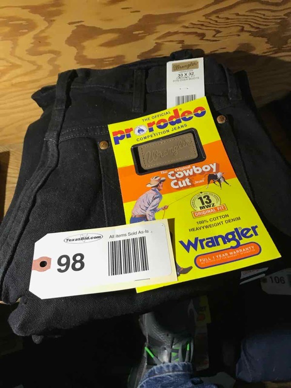 lot 98 image: Wrangler 13MWZ Original Fit Cowboy Cut Jeans (3) 33 x 32