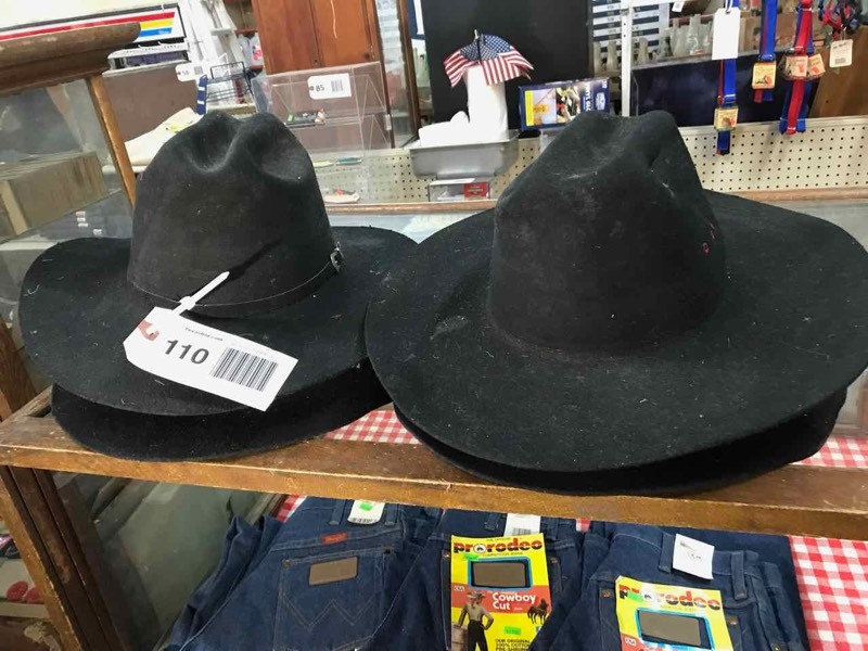 lot 110 image: (5) Old Felt Hats - Bergheim General Store