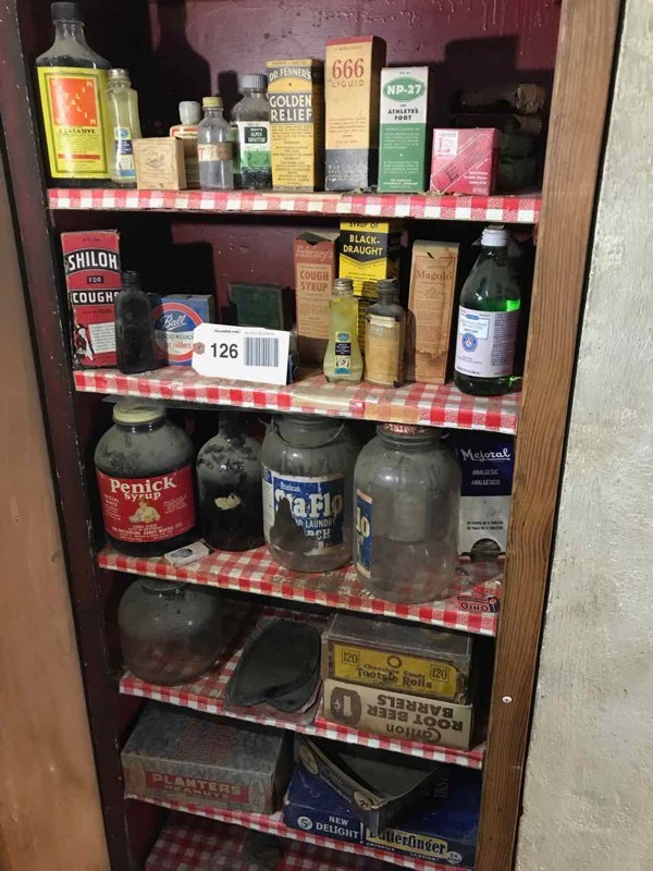 lot 126 image: Old General Store Product BottlesBoxes (display only, not for use)