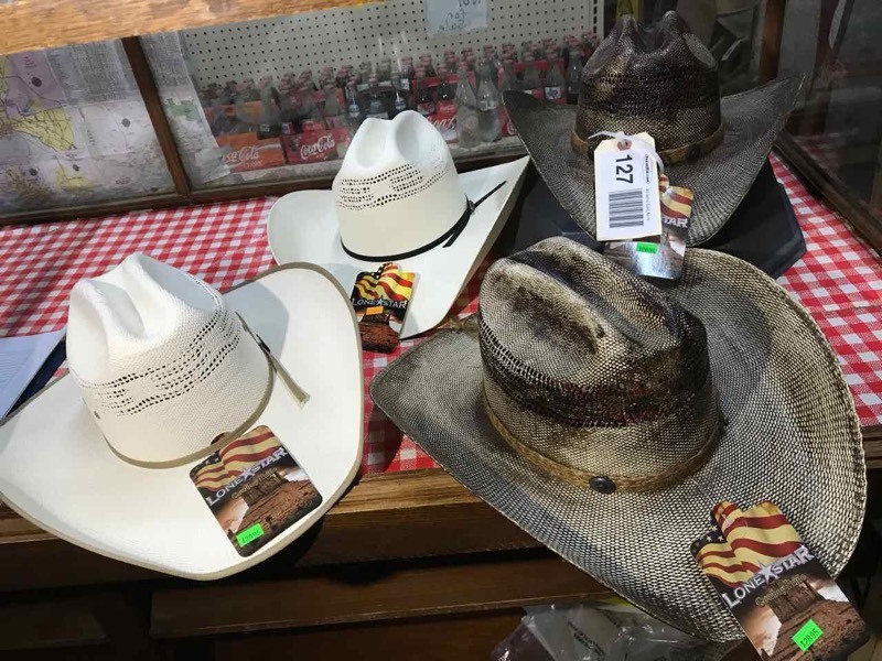 lot 127 image: (4) Straw Cowboy Hats