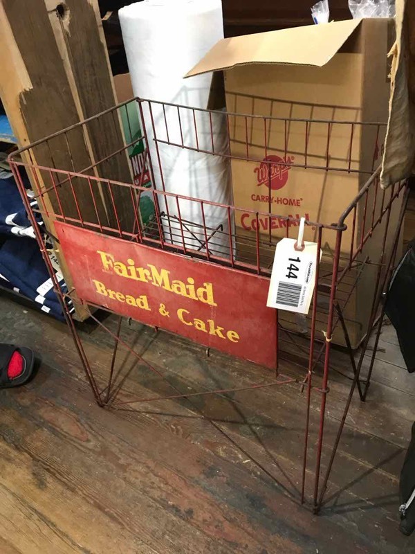 lot 144 image: Antique Fair-Maid Wire Store Display - Bread & Cake
