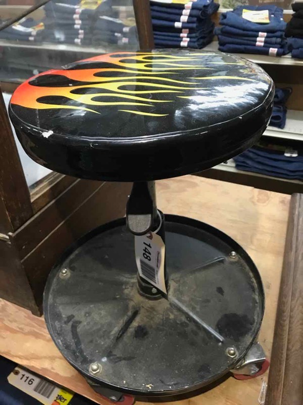 lot 148 image: Mechanic Stool with Flames