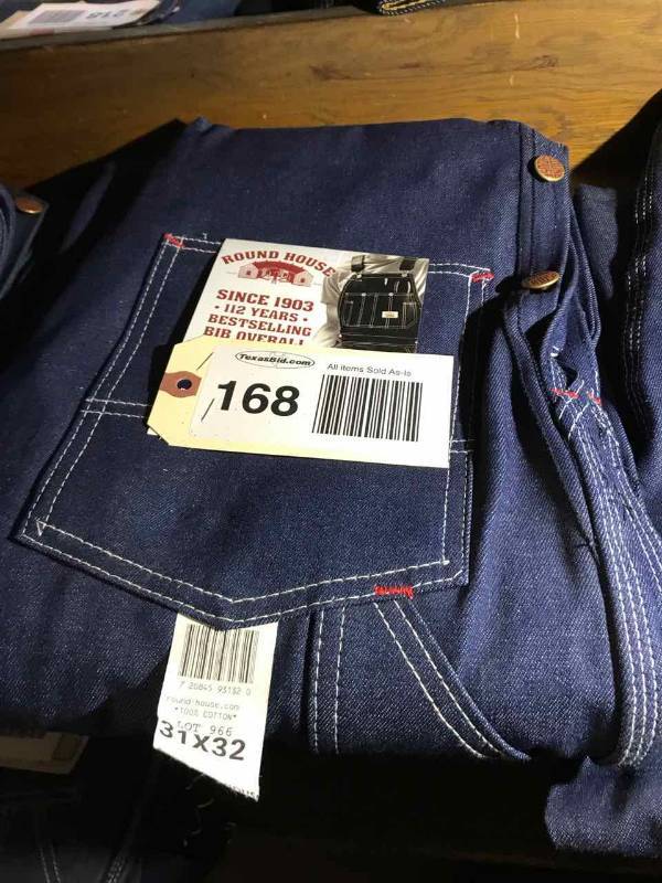 lot 168 image: Bib Overall, Round House Denim (1) 31 x 32