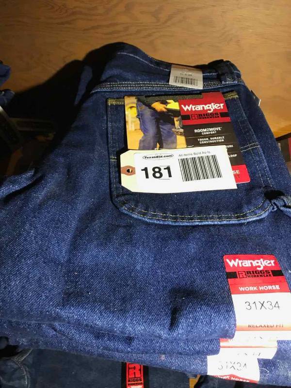 lot 181 image: Wrangler Riggs Workware Denim (3) 31 x 34