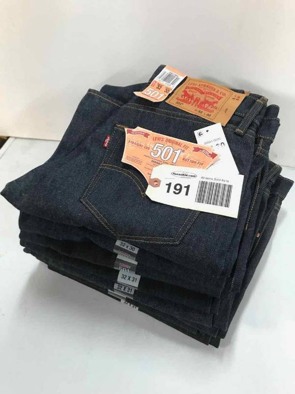 lot 191 image: Levi Strauss & Co. 501 Button Fly Jeans (8) 2-32x30, 6-32x31