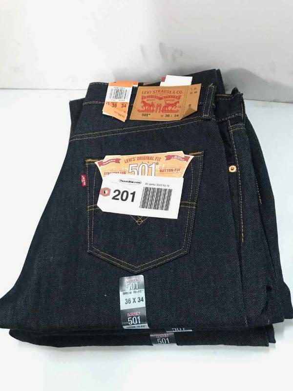 lot 201 image: Levi Strauss & Co. 501 Button Fly Jeans (3) 36x34