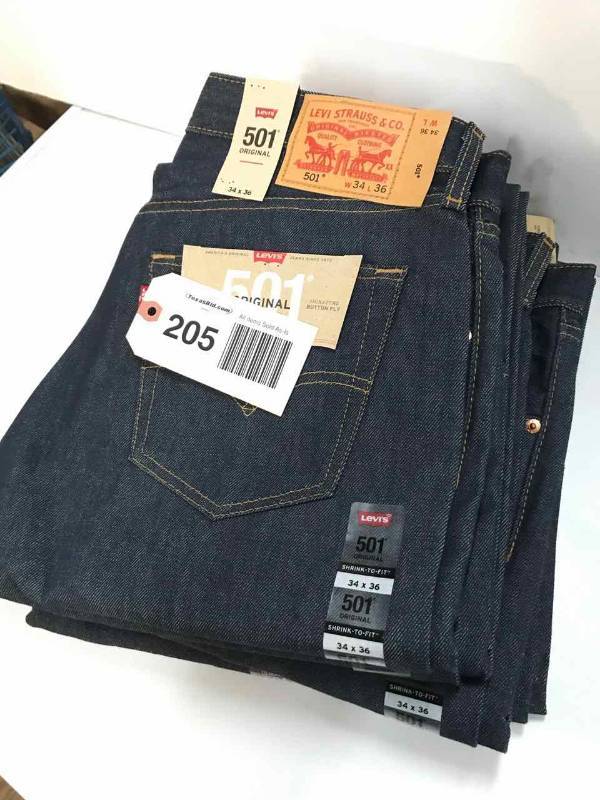 lot 205 image: Levi Strauss & Co. 501 Button Fly Jeans (5) 3-34x36, 2-34x38