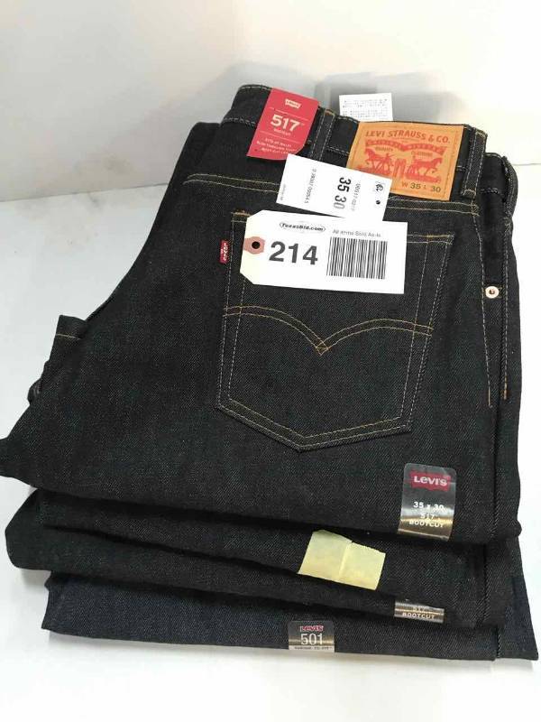 lot 214 image: Levi Strauss & Co. Boot Cut 517 (4) 2-35x30, 1-35x32, 1-35x33