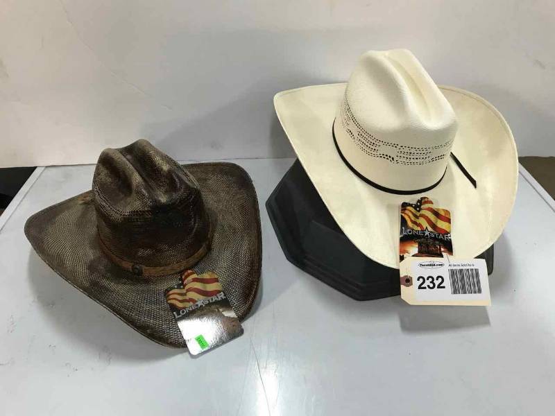 lot 232 image: (2) Lonestar Straw Cowboy Hats