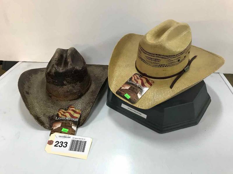 lot 233 image: (2) Lonestar Straw Cowboy Hats