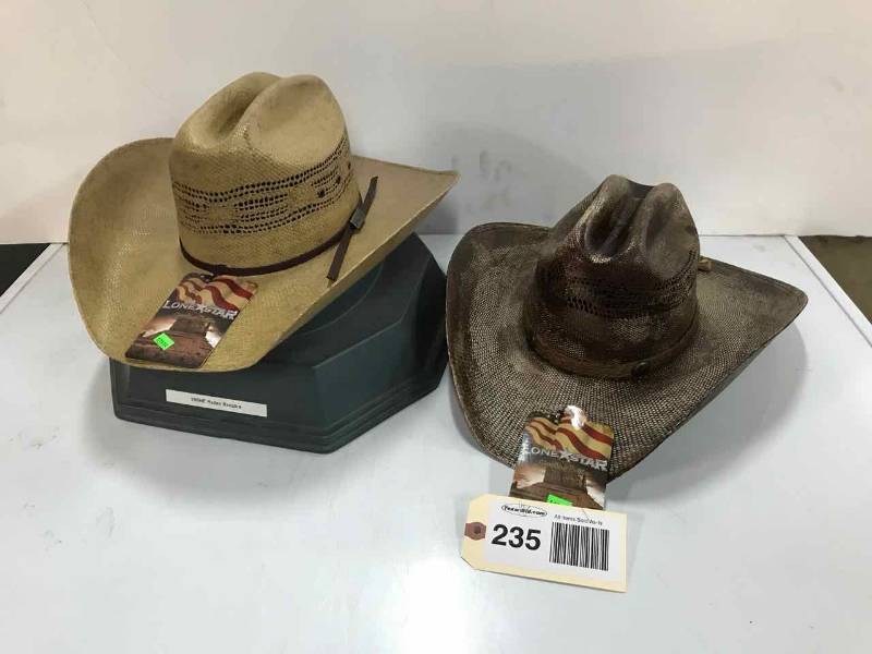lot 235 image: (2) Lonestar Straw Cowboy Hats