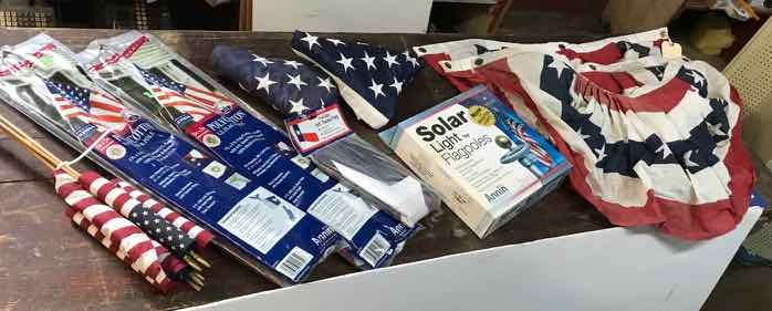 lot 250 image: Flags, Bunting (used), Solar Light for Flag Poles